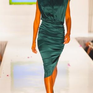 Veronica Beard Kendall ruched stretch silk satin dress.